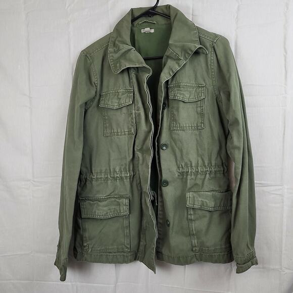 Ecote Womens Olive Cotton Long Sleeve Button Front Military Jacket Size Small - Picture 1 of 10